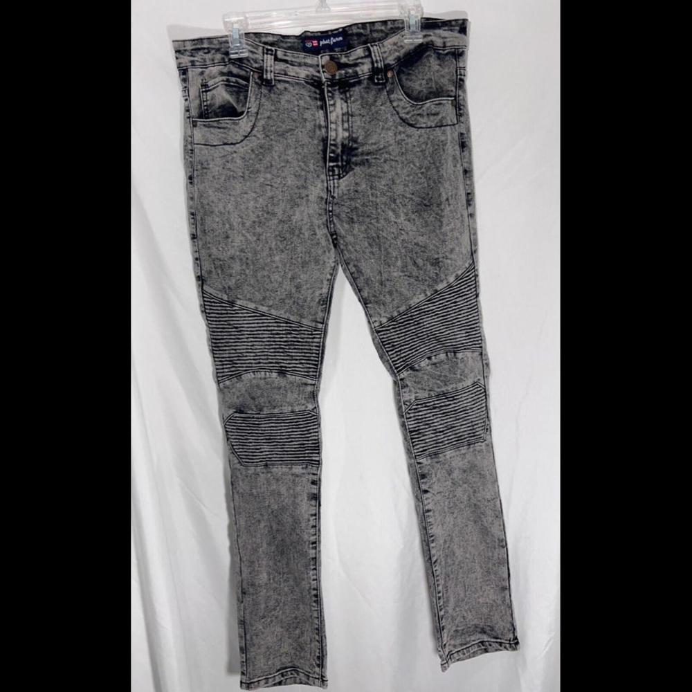 Phat Farm Jeans Mens 34x32 Skinny Fit Street Wear Acid Moto Stretch Denim Y2K